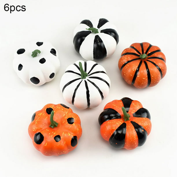 6Pcs Artificial Mini Foam Pumpkins Fruits Realistic Halloween Home Party Decor